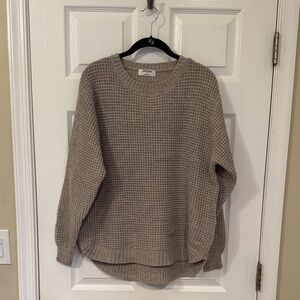 Zenana Beige Knit Crew Neck Sweater